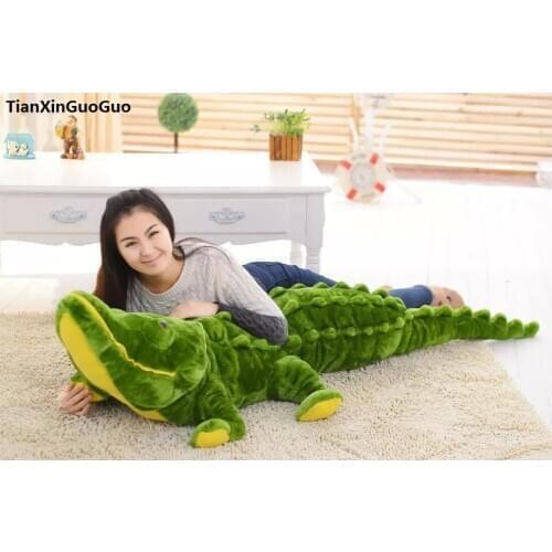 Fillings plush toy huge 180cm green crocodile doll soft throw pillow,birthday gift h0709