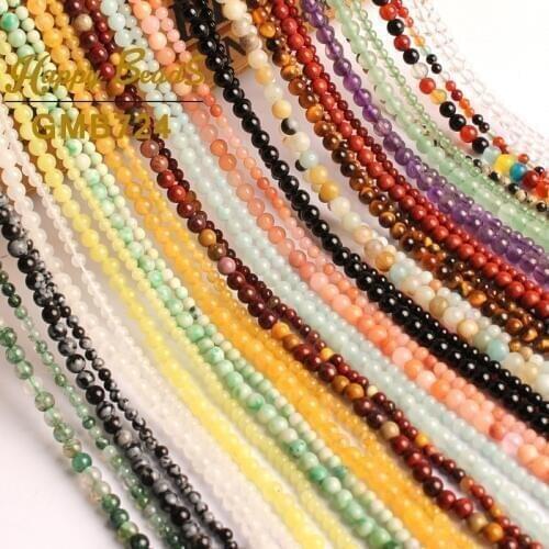 Natural Stone Quartz Amazonite Crystal Agates Jaspers Round Loose Beads 2mm 3mm For Jewelry Making DIY Bracelet Accessories 15