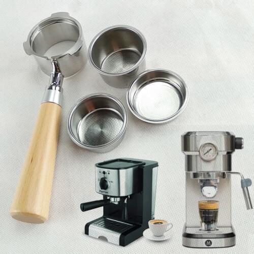 Stainless steel coffee filter wood coffee machine handle holder coffee basket 51mm powder cup