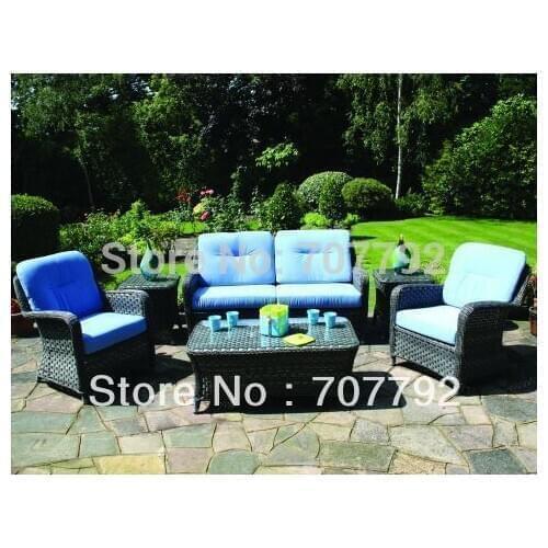 NEWEST!Rattan Sofa Set with Coffee and Side Tables