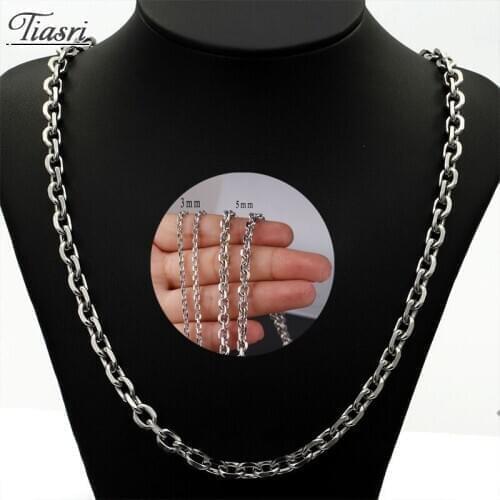 Tiasri 2/3/4/5mm O Chain Wholesale Steampunk Style Men Women Necklace Collar Chain Halloween Gifts Silver Color Stainless Steel
