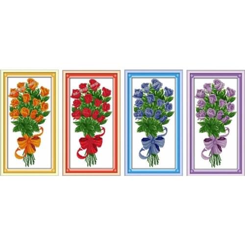 The present cross stitch kit flowers rose count print canvas aida 14ct 11ct hand embroidery DIY handmade needlework supplies bag