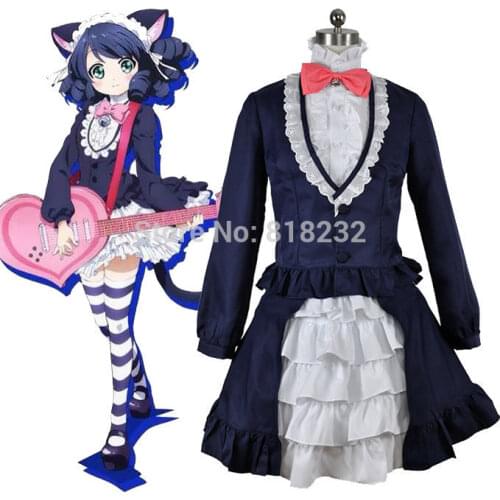 Show By Rock!! Plasmagica Cyan Shian Dress Uniform Outfit Anime Cosplay Costumes