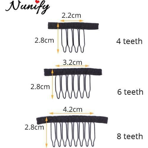 Nunify Lace Wig Clips Steel 4/6/8 Tooth Polyester Durable Cloth Wig Combs For Hairpiece Caps Wig Accessories Tools 12-24Pcs/Lot