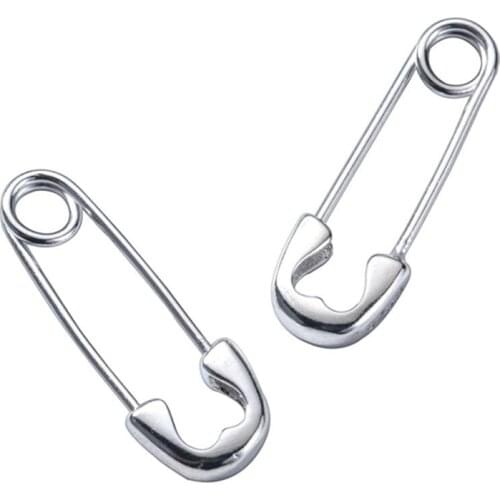 European Punk Hip Hop Safety Pin Stud Earrings Genuine 925 Sterling Silver Earring for Women and Men Party Jewelry Gift