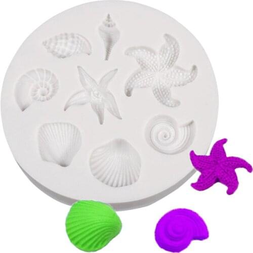 1PCS DIY Lovely Shell Starfish Conch Sea Silicone Mold Fondant Cake Decorating Tools Soap Mold Cake Chocolate Baking Moulds