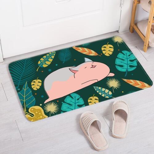 Sorgirl Modern Floor Mat Non-slip Bathroom Carpet Cartoon Cute Animal Printed Doormat Water Absorption Flannel Rug