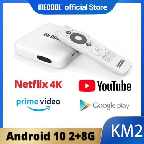 TV Box Mecool KM2 DDR4 Netflix 4K Android 10 Amlogic S905X2 2GB 8GB USB3.0 Ethernet WiFi Prime Video HDR10 Widevine L1 TVBOX