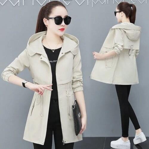 Spring Autumn Womens Fashion Coat Women Korean Student Hooded Outwear Female Casual Slim Thin Section Windbreaker Jacket Tops