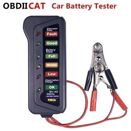 High Quality LED Digital Battery Alternator Tester Battery Tester Battery Level Monitor For Car Motorcycle Trucks 12V