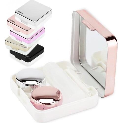 Makeup Mirror Reflective Cover Contact Lenses Case Organizer Set Cute Lovely Travel Kit Eye Lens False Eyelashes Box with Mirror