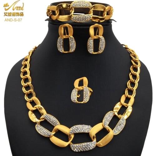 Jewelery Set Dubai 24K Bracelets For Women Bridal Jewelry Necklace Bracelet Wedding Rings Earrings Torus Gold Plated Nigerian