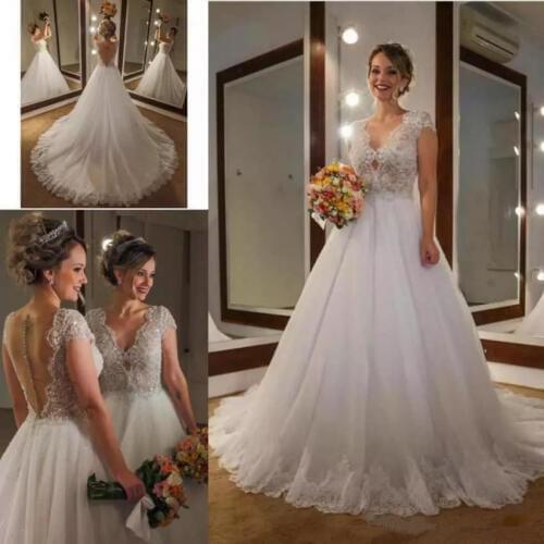 Sexy V Neck Wedding Dresses Sparkling Sequin Beaded A Line Tulle Plus Size Bridal Gown wedding Gowns Vestidos de Novia