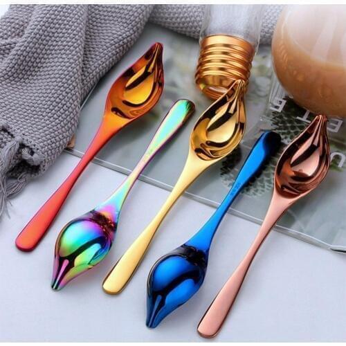 1pc Stainless Steel Creative Spoon Coffee Tea Spoon for children Tableware Colors Creative Ice Cream Tools Kitchen Gadgets