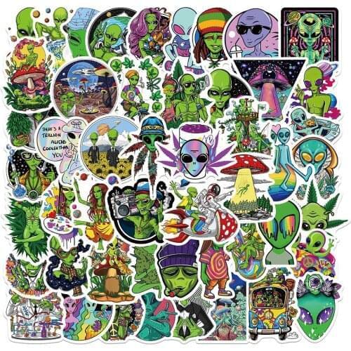 10/30/50PCS Psychedelic Alien Graffiti Stickers Aesthetic Skateboard Guitar Car Laptop Motorcycle Cool Sticker Decal Kid Toy