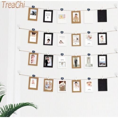 10 Set and Rope DIY Wall Picture Paper Photo Hanging 3inch 5inch 6inch Frame Album Rope Clip Kraft Home Decoration