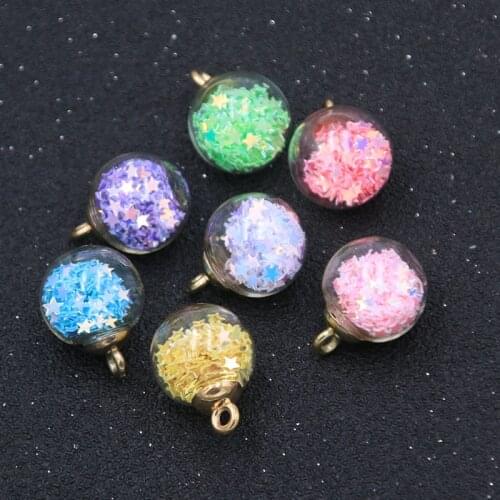 10pcs 7color 16mm Colorful Transparent Glass Ball Fashion Charm Pendant Box Necklace Earring Jewelry Making DIY Production