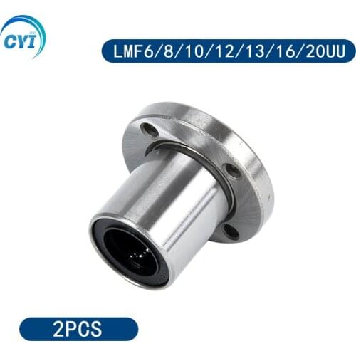 2pcs/lot LMF10UU LMF8UU LMF6UU LMF12UU LMF16UU LMF20UU 10mm flange linear bearing CNC parts for 3D printer linear Rod
