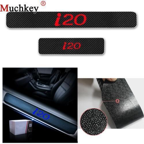 4D Carbon Fiber Stickers For Hyundai i20 Car Door Sill Scuff Plate Protector Door Threshold Plate Welcome Pedal Guard 4Pcs