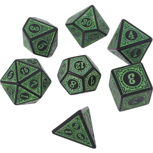 7Pcs/Pack Different Number of Faces Resin Dice Game Props Educational Toys with Box Children Multi-faceted Digital Dice E56D