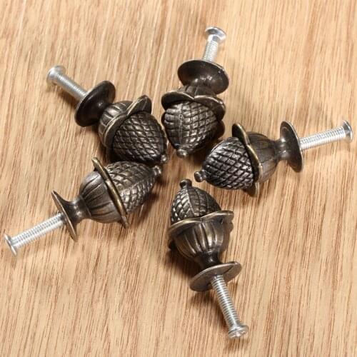 5pc Antique Jewelry Wood Box Pulls Knob Cabinet Knobs And Handles Furniture Kitchen Drawer Cupboard Door Pull Handles With Screw
