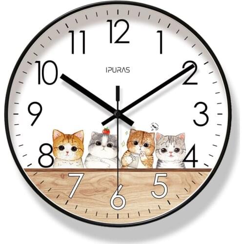 Digital Wall Clock Cute Living Room Clock Simple Budding Pet Animal Home Clock Hanging Performance Generation Quartz Clock Gift