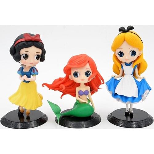 Disney High Quality Princess Toys 3Pcs/Set 11-16cm Cute Cartoon Princess Snow White Mermaid Pvc Action Figures Models Girls Gift