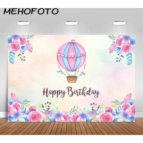 MEHOFOTO Hot Air Balloon Photography Background Up Up and Away Birthday Party Backdrop Hot Air Balloon Party Banner Backdrops