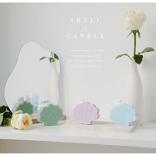 Korean Ins Fan Shell Creative Handmade Aromatherapy Candle Geometric Scallop Pink Candle Souvenir Wedding Home Decorations Table