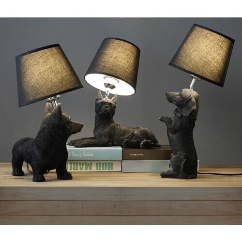 Creative study room decoration childrens room puppy table lamp Nordic retro bedroom bedside lamp WJ11