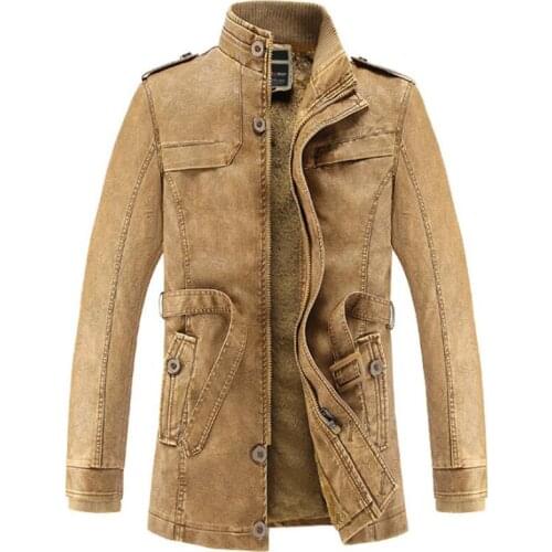 PU Leather Jacket Men Winter Windproof Fleece Warm Coat Mens Stand Collar Soft Faux Leather Jackets Outwear Windbreaker Clothes