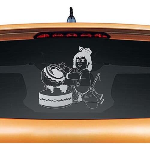 Cute Little Krishna Posters Decal Art Car Window Decor Murals Waterproof Vinyl Rear Glass Stickers Gold Silver L1210
