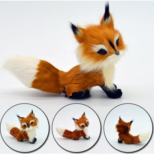 Mini Squatting Fox Model Cute Simulation Fox Toy Home Decoration Wedding Birthday Gift Stuffed Plush Toys Gift for Kid