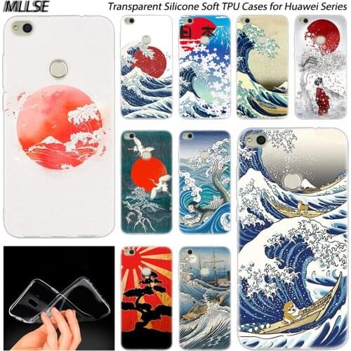 Sea Wave Art Spray Soft Silicone Case for Huawei NOVA 3 3i 4 Honor 7A Pro 7S 6X 7X 8X 8 9 10 Lite Play View 20 Fashion Cover
