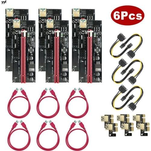 Newest Ver009 Usb 3.0 Pci-E Riser Ver 009S Express 1X 4X 8X 16X Extender Riser Adapter Card Sata 15Pin to 6 Pin Power Cable