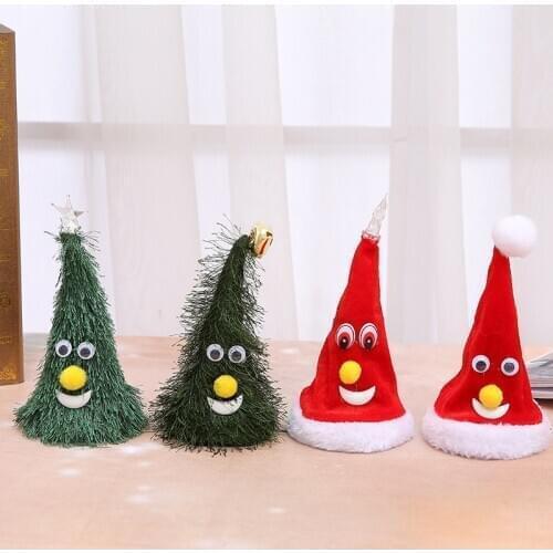 2021 New Design Christmas Electric Plush Toys Dancing Christmas Tree & Hat Funny Christmas Party Ornaments Children Xmas Toys