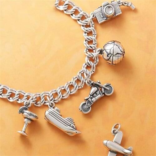 Stainless Steel Pendants Silver Plating Charms Aircraft Camera Modeling Necklace Cosplay Jewelry Gift for DIY Jewelry Findings