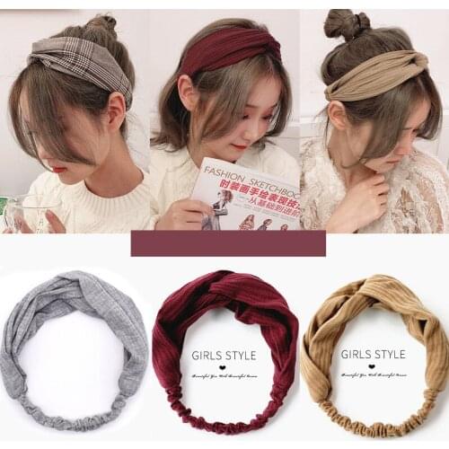 Cotton Elastic Knot Headbands Hair Accessories For Women Girls Twist Cross Hairband Makeup Head Band Lady Fashion Hairband