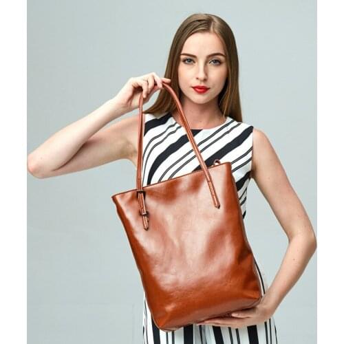 Luxury Brand Genuine Leather Women Messenger Bags 2019 Women Real Leather Handbag Shoulder Bag Bucket Ladies Casual Shopping Bag