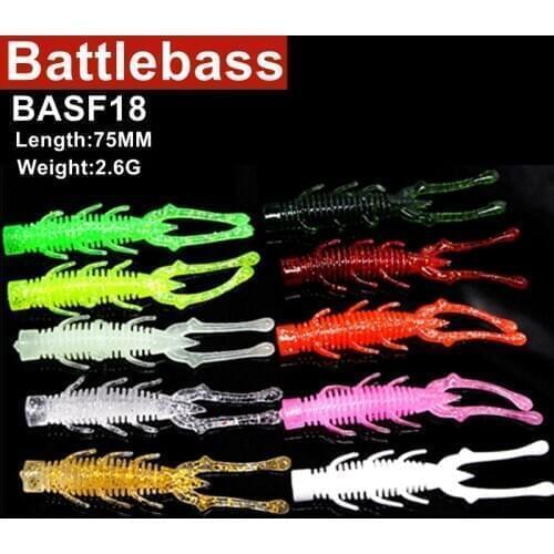 BATTLEBASS Fishing Lures 10pcs 7.5cm2.6g NED Shrimp soft bait floating water shrimp Jigging Wobbler Worm Bass Artificial Baits