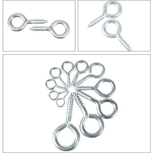 10/20/50pcs 1#-16# Screw Eye Pins Screw Eyelet Connector Zinc Plated Hook Ring DIY Making Jewelry screw eye for hammock
