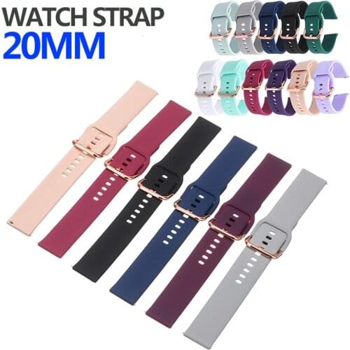 20mm Replacement Watch Strap Adjustable Watchband For Samsung Galaxy Watch Active 2 Silicone Band Smart Watch Accessories
