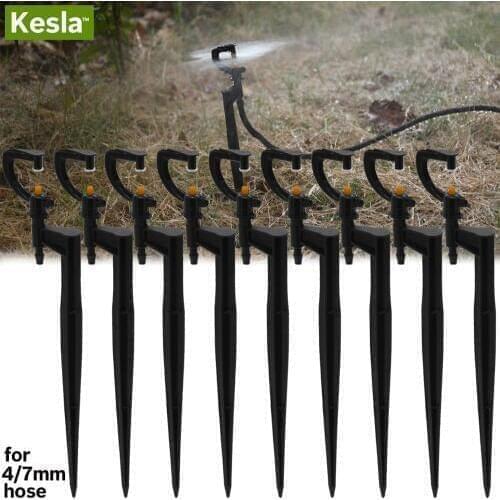 KESLA 50PCS 23CM Micro Drip Irrigation Spray Rotary Refraction Mist Sprinklers 360 Degrees on Stake Garden Watering Equipment