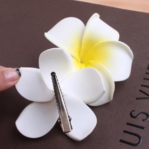 Sunny Bright Plumeria Seashore Flower Foam Hair Clips 3 Sizes Barrettes Hairwear Kids Women Hair Accessories