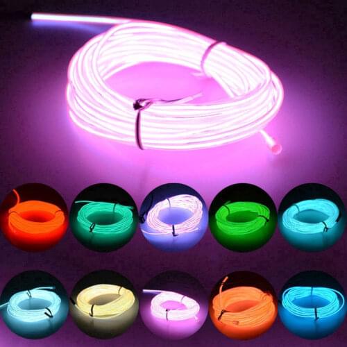 1/3/5M EL Wire Led Strip Atmosphere Neon LED Car Interior Lighting Waterproof AUTO Lamp Party Night Light Flash Decoration