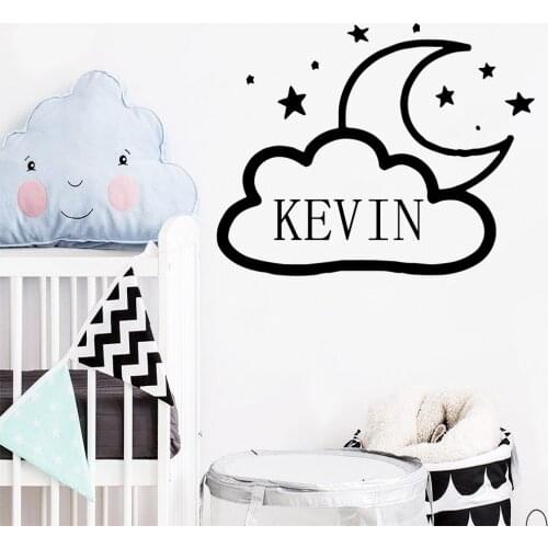 Lovely moon Custom Name Vinyl Wallpaper Roll Furniture Decorative Decor Living Room Bedroom Removable Decal Creative Stickers