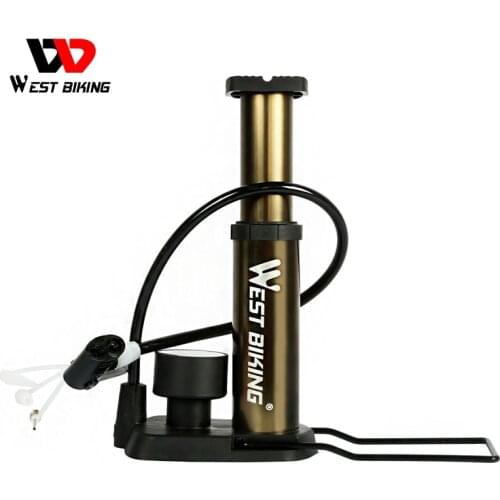 WEST BIKING 120Psi Ultralight MTB Bicycle Pump High Pressure Pump With Barometer Outdoor Sports Cycling Portable Pedal Bike Pump