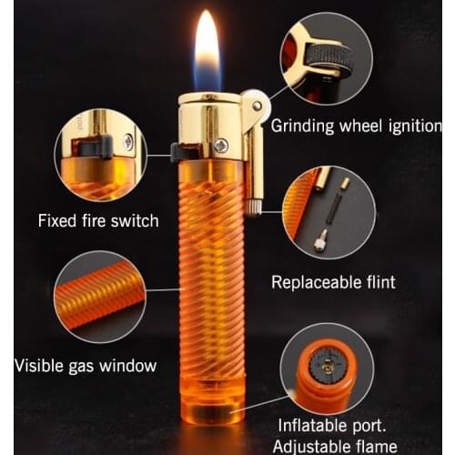 Funny Lighters Butane Gas Lighter With Fire Lock Inflatable Grinding Wheel Flint Ghost Flame Cigarette lighter