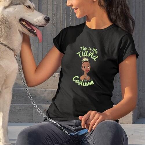 Women T-shirts Disney Tiana The Princess Cartoon Printing Pattern Trend Outdoor Summer New Products T Shirts Female Comfort Cute