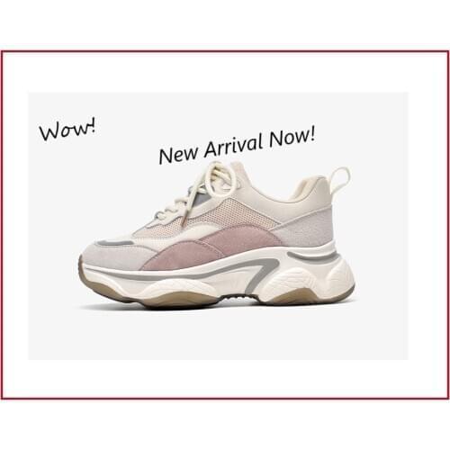 Spring Summer Chunky Sneakers Women Nylon Mesh Leather Mixed Colors Lace-Up Comfy Lady Casual Dad Shoes